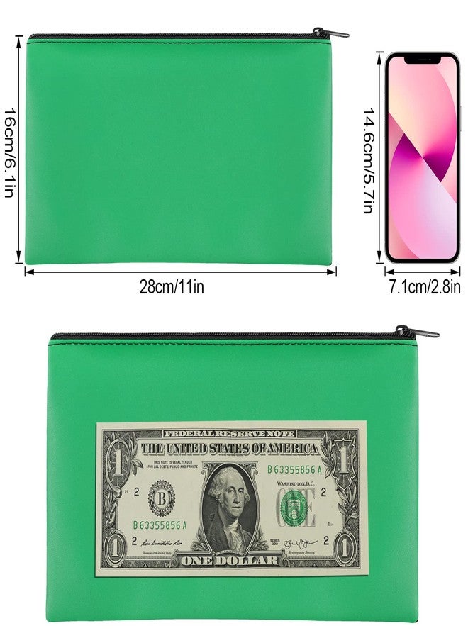 Joyberg 2 Pieces Money Bags With Zipper , 11x6.1 inch Money Pouch, Bank Bag, Cash Bag , Check Wallet, Cosmetics(Green) - Image 2